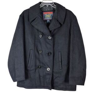 Boat Works The Pea Coat Wool‎ Blend Double Breasted Navy Mens L Boone dock st